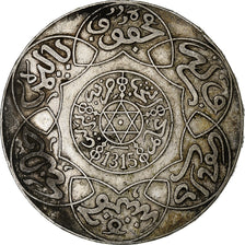 Marocco, Abdelaziz, 5 Dirhams, AH 1315 (1898), Paris, Argento, BB