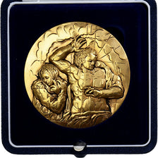 Vatican, Medal, Tribute to Michelangelo, 2001, Gold plated brass, Bodini, MS(63)