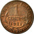 Moneta, Francia, Dupuis, Centime, 1911, BB+, Bronzo, KM:840, Gadoury:90