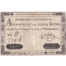 Francja, 5 Livres, 1792, 16C73926, EF(40-45), KM:A60, Lafaurie:155