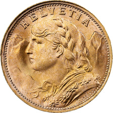 Suíça, 20 Francs, 1935, Bern, Dourado, MS63, KM:35.1