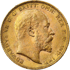 Great Britain, Edward VII, Sovereign, 1902, Gold, AU(55-58), KM:805