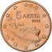 Greece, 5 Euro Cent, 2002, Athens, MS(65-70), Copper Plated Steel, KM:183