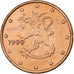 Finland, Euro Cent, 1999, MS(63), Copper Plated Steel, KM:98