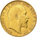 Moneda, Gran Bretaña, Edward VII, 1/2 Sovereign, 1902, MBC+, Oro, KM:804