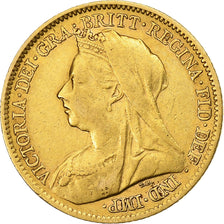 Moneta, Gran Bretagna, Victoria, 1/2 Sovereign, 1901, London, BB, Oro, KM:784