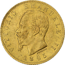 Italy, Vittorio Emanuele II, 20 Lire, 1865, Torino, Gold, AU(55-58), KM:10.1