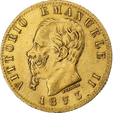 Itália, Vittorio Emanuele II, 20 Lire, 1873, Milan, Dourado, AU(50-53), KM:10.3