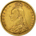 Grã-Bretanha, Victoria, 1/2 Sovereign, 1892, Dourado, AU(50-53), KM:766