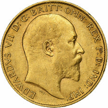 Munten, Groot Bretagne, Edward VII, 1/2 Sovereign, 1910, ZF+, Goud, KM:804