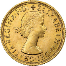 Grã-Bretanha, Elizabeth II, Sovereign, 1958, Dourado, MS(60-62), KM:908