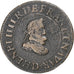 Francia, Henri IV, Double Tournois, 1608, Lyon, Cobre, BC+, Duplessy:1273