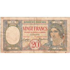 French Somaliland, 20 Francs, 1941, KM:7a, VF(30-35)