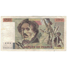 France, 100 Francs, Delacroix, 1989, L.144, Error / fauté, TB, Fayette:69.13c)