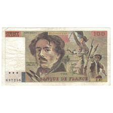 France, 100 Francs, Delacroix, 1984, Z.87, TB, Fayette:69.8a, KM:154b