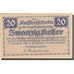 Geldschein, Österreich, Dunkelstein, 20 Heller, château, 1920, 1920-12-31