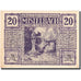 Banknote, Austria, Mistelbach an der Zaya, 20 Heller, Monument, 1920