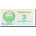 Banknot, Uzbekistan, 3 Sum, 1992-1993, 1992, KM:62a, UNC(65-70)