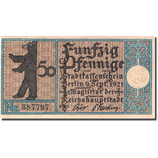 Geldschein, Deutschland, Berlin, 50 Pfennig, moulin 1921-09-09, VZ+  Mehl:92.1V1