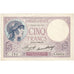 Francja, 5 Francs, Violet, 1933, O.55922, AU(55-58), Fayette:3.17, KM:72e