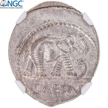 Julius Caesar, Denarius, 49-48 BC, Military mint, Zilver, NGC, Ch AU 4/5 5/5