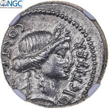 Jules César, Denier, 46 BC, Utique ?, Argent, NGC, AU 4/5 5/5, Crawford:467/1a
