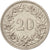 Moneta, Szwajcaria, 20 Rappen, 1925, Bern, AU(50-53), Nikiel, KM:29