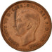 Moneta, Wielka Brytania, George VI, Penny, 1945, EF(40-45), Bronze, KM:845