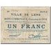 France, Lens., 1 Franc, 1914, Bon Communal, TB, Pirot:62-787