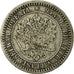 Moneda, Finlandia, Alexander II, Markka, 1865, MBC, Plata, KM:3.1