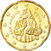 San Marino, 20 Euro Cent, 2008, MS(63), Brass, KM:483