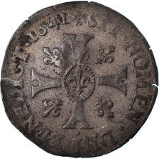 Francia, Louis XIII, 15 Deniers, 1641, Paris, Countermark, Vellón, MBC