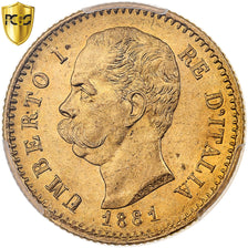 Italy, Umberto I, 20 Lire, 1881, Rome, Gold, PCGS, MS64, KM:21