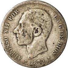 Moeda, Espanha, Alfonso XII, 2 Pesetas, 1879, Madrid, VF(20-25), Prata, KM:678.1