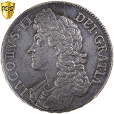 Grã-Bretanha, James II, Crown, 1688, London, Prata, PCGS, Cleaned-AU Detail
