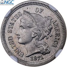 Estados Unidos da América, 3 Cents, 1871, Philadelphia, Proof, Cobre-níquel