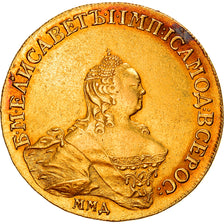 Rússia, Elizabeth, 10 Roubles, 1756, Moscow, Dourado, AU(55-58), KM:28.1