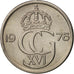 Moneda, Suecia, Carl XVI Gustaf, 25 Öre, 1976, SC, Cobre - níquel, KM:851