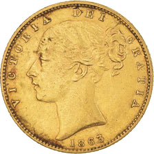 Coin, Great Britain, Victoria, Sovereign, 1863, EF(40-45), Gold, KM:736.2