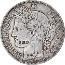 Moneda, Francia, Cérès, 5 Francs, 1850, Paris, Countermark, BC+, Plata