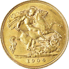 Munten, Groot Bretagne, Edward VII, 1/2 Sovereign, 1904, ZF+, Goud, KM:804