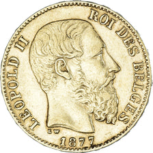 Coin, Belgium, Leopold II, 20 Francs, 20 Frank, 1877, AU(50-53), Gold, KM:37