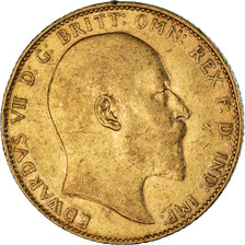 Moneta, Wielka Brytania, Edward VII, Sovereign, 1907, AU(50-53), Złoto, KM:805