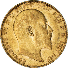 Moneta, Wielka Brytania, Edward VII, Sovereign, 1910, AU(50-53), Złoto, KM:805