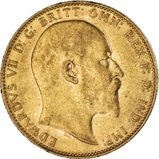 Moeda, Grã-Bretanha, Edward VII, Sovereign, 1910, AU(50-53), Dourado, KM:805