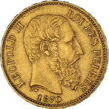 Coin, Belgium, Leopold II, 20 Francs, 20 Frank, 1870, AU(50-53), Gold, KM:37