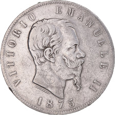 Moneta, Włochy, Vittorio Emanuele II, 5 Lire, 1875, Rome, VF(30-35), Srebro