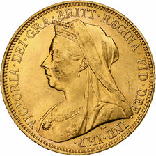 Wielka Brytania, Victoria, Sovereign, 1901, Złoto, AU(55-58), KM:785