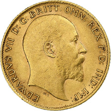 Gran Bretaña, Edward VII, 1/2 Sovereign, 1907, Oro, MBC+, KM:804