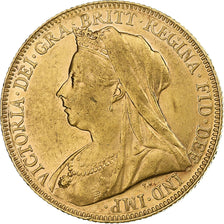 Wielka Brytania, Victoria, Sovereign, 1901, Złoto, AU(55-58), KM:785